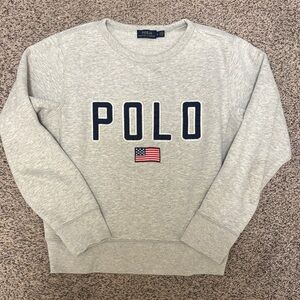 Polo by Ralph Lauren Light Gray Sweatshirt with Navy Logo